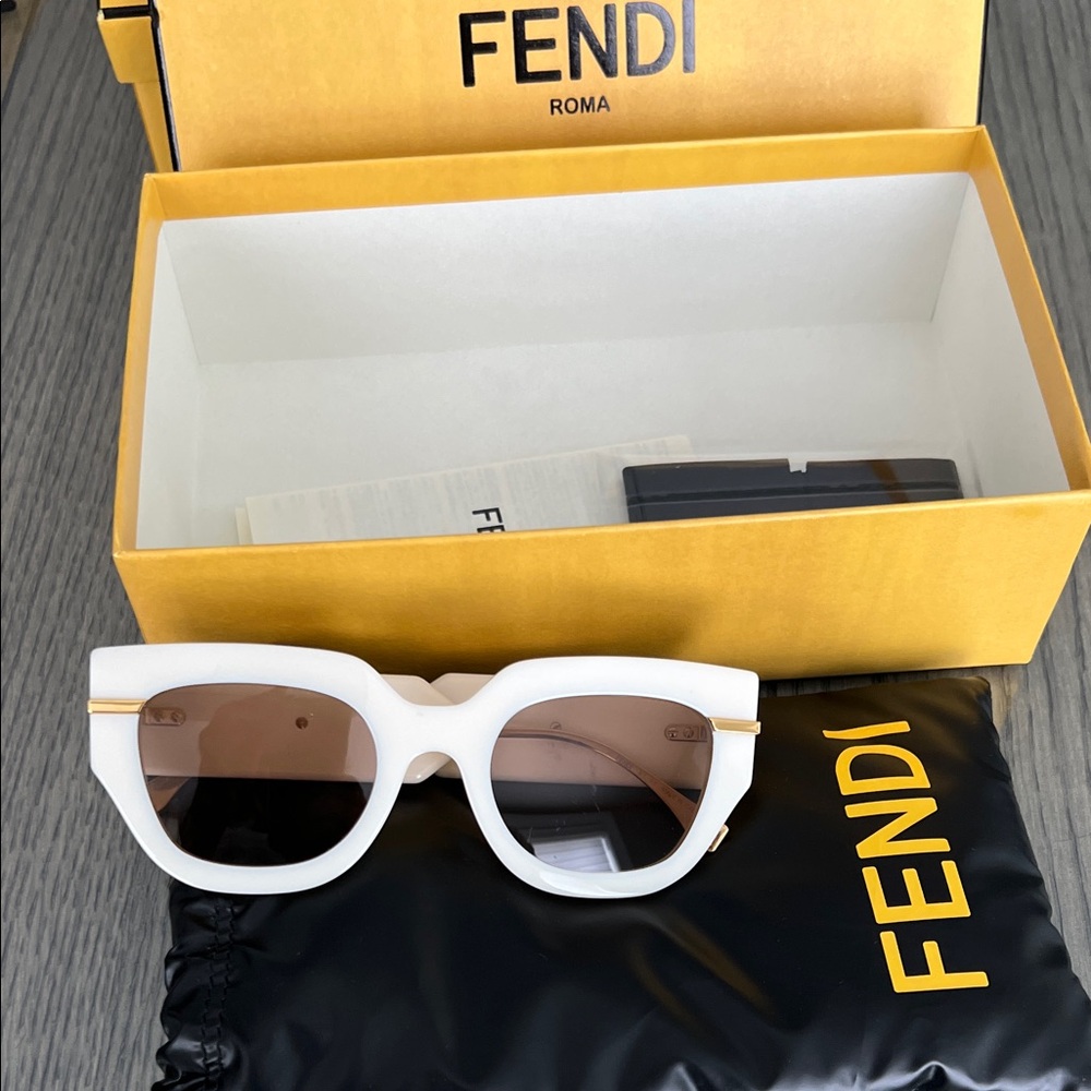 Fendi White and Gold Sunglasses